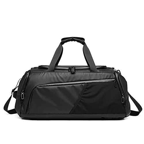 WENYOG Sporttasche Männer Gymnastasche Große Reise Training Fitness-Training Sporttasche Rucksack wasserdichte Trockene nasse Schulter Laptoptasche 62x26x26cm T8839 Gym Bag (Color : Black) Cover