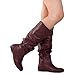 RF ROOM OF FASHION Women's Slouchy Knee High Hidden Pocket Boots (REGULAR CALF) WINE PU Size.7