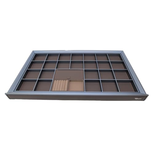 Image of Metal Modular Wardrobe Pull Out Jewellery /Hankeys /Ties /Watches Organiser Tray For Modular Wardrobes, COFFEE STEEL FINISH (900 MM)