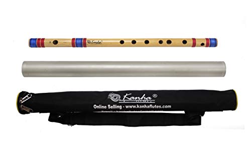Image of Kanha Bansuri Flute - D Scale Natural Medium Assam Bamboo - 17 Inch Right Handed Music Instrument With Cover