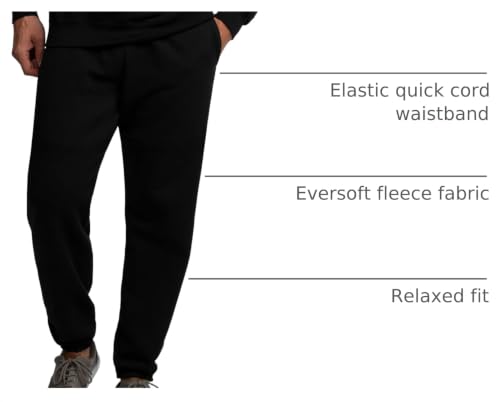 Fruit of the Loom Men's Eversoft Fleece Sweatpants & Joggers (Regular & Big Man), Joggers-Black, Small - image 4