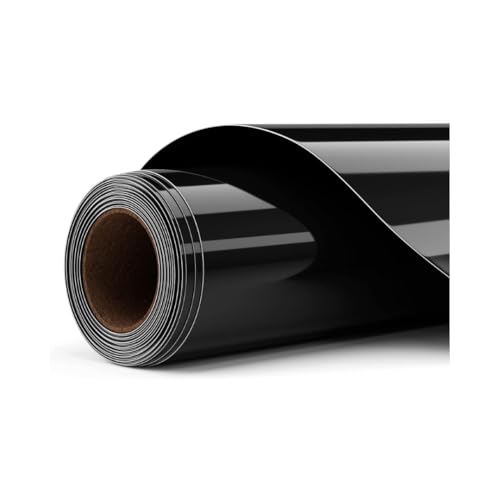Permanent Hot Glue Vinyl – Gold Foil for Cricut Maker 3, Joy, Iron-On Sewing, Decoration – Roll 0.305 cm x 1.80 cm, One Size, Adhesive for Furniture and Textile (Black, 30.5 x 366 cm)