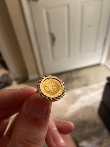 santosh-enterprises-925 Sterling Silver 14K Yellow Gold Finish 20MM Chinese Coin Panda Bear Coin Ring, Women's All Size3