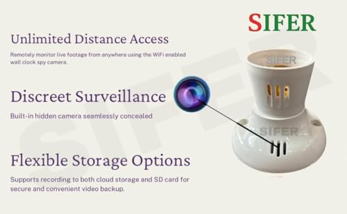 Image of SIFER 1080p spy Bulb Holder Camera with Audio and Video Recorder, Remote Monitoring, Cloud & SD Card Support Upto 128 gb, Hidden spy Camera Invisible Camera for Home & Office, Lookcam App Controlled