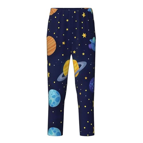 Pajama Pants Pajama Bottoms with Elastic Waistband Sleepwear Lounge PantsCartoon Planets Starry Sky