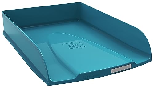 Exacompta - Ref 11128D - 1 Letter Tray Combo STYLI NeoDeco - for documents in A4+ Format - Size 34 x 25 x 6.5 cm - Label Holder - Holds 500 Sheets - Colour Duck Blue