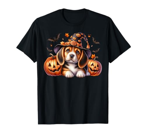 Halloween Beagle Gifts For Halloween Lovers With Black Witch Hat For Beagles. Funny Halloween Must Haves For Dog Lovers And Beagle Mom Gifts For Women And Witches With Beagles And Jack O Lantern Decor.