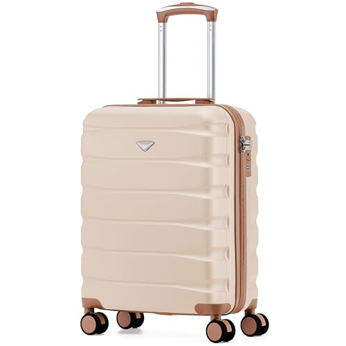 Flight Knight Lightweight Travel Suitcase 55x40x20cm | Hard Shell Carry On Luggage with Aluminum Telescopic Handle, 8 Wheels & TSA Lock | Approved for Ryanair Priority, TUI & 60+ Airlines