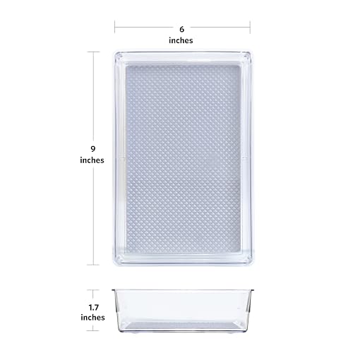 Glad Drawer Organizer Bin, 9x6 - Heavy Duty Clear Plastic Storage Tray for Junk Drawers, Kitchen Utensils, Bathroom Vanity, and Organizing Pantry - BPA Free, Food Safe, Non Slip - image 2