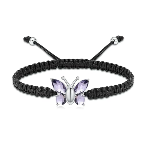 Bracelet urne papillon en corde tressée réglable pour cendres
