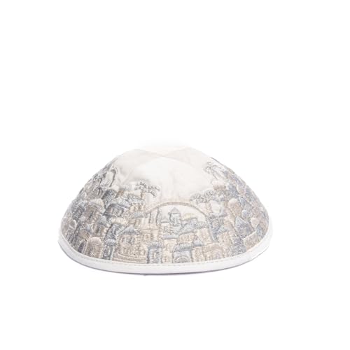 Kippah Yair Emanuel Jérusalem argent, broderie de luxe