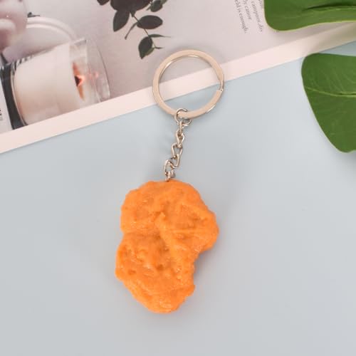 DecorDwell Gebratenes Huhn Schlüsselanhänger, Lustiger Schlüsselanhänger, Simulation Huhn Nugget, Simulation Lebensmittel Schlüsselanhänger, für Taschen, Schlüssel, Deko (Chicken Nugget)
