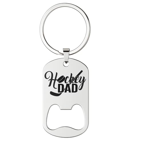 Sportybella Hockey Dad Gift, Hockey Dad Bottle Opener Keychain, Ice Hockey Jewelry, Hockey Charm Keychain- Gift for Hockey Player Dad