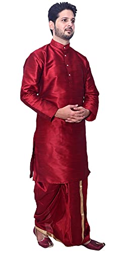 Image of Om Shubh Mangalam Men's Dupion Silk Fancy Dhoti Kurta Set