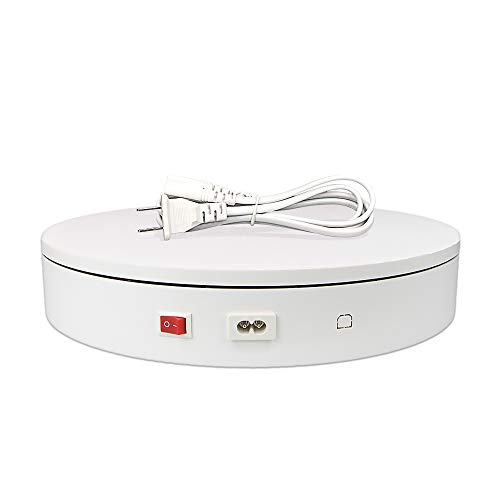 Black Friday - 50% OFF ComXim 110V Electric Rotating Turntable,12.59in(32cm) Diameter,Rotating by Random Direction, Applied to Product Photography, Still Life Photography, Product Display,Cake Display (White)