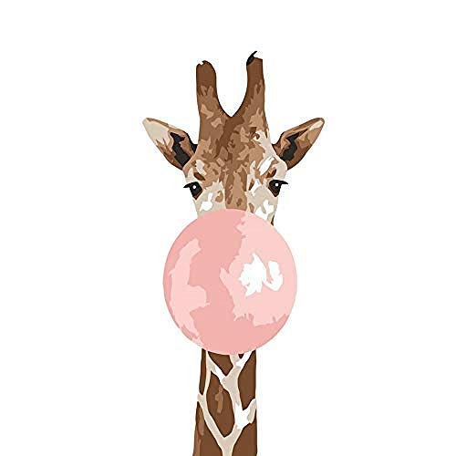FNBN Pintar por numeros Adultos Pintura Conjunto de Chicle de Jirafa DIY Minimalista Colorido Dibujado por números para Adultos y niños