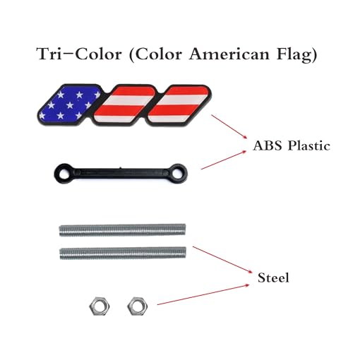 Image of Tri-Color Grille Badge Emblem Decoration Accessories Car Truck Label Compatible for Tacoma 4Runner Tundra Sequoia Rav4 Highlander (Color Flag)