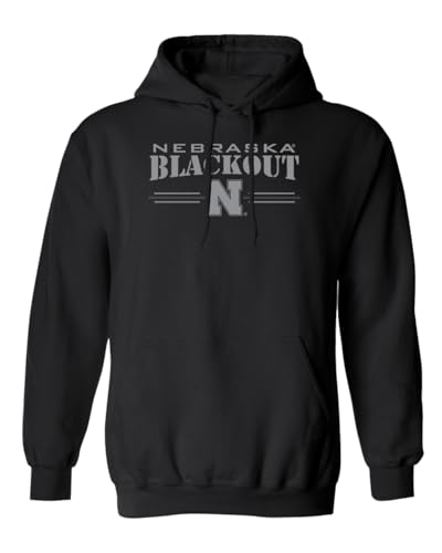 CornBorn Nebraska Huskers Hoodie - Fleece Nebraska Blackout Block N - Black - Medium
