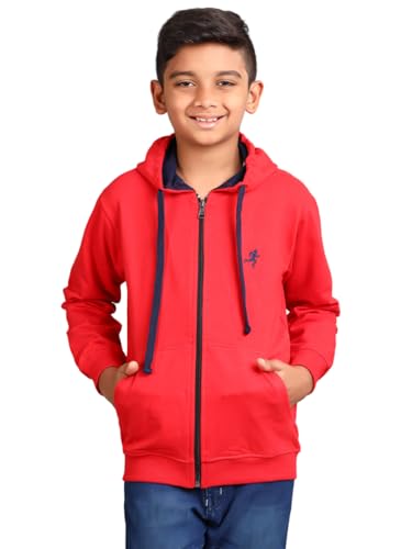 Image of ZION Hoodies for Boys - Cotton Hoodies Sweatshirt with Zipper | Solid & Regular Fit with Embroidery | Long Sleeve | for Every Occasion | Multiple Sizes & Colors (Pack of 1)