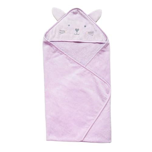 Image of Masilo 100% Cotton Hooded Towel /Ideal for Babies 0-18months / Luxurious and Super Absorbent Baby Towel /Infant to Toddler Wrap Towel with Hood /Soft, Lightweight and Breathable /Kitten /Purple