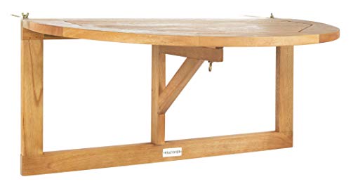 Safavieh PAT7045A Outdoor Collection Owens Natural teak wood Balcony Hanging Half Table