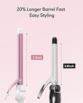 3/4 Inch Curling Iron for Tighter Curls, Long Barrel Ceramic Curling Iron with Clamp, Digital Temp Control & LED Readout Curling Wand 0.75', Fast Heat Up Hair Curling Iron 60 Min Auto Shut Off