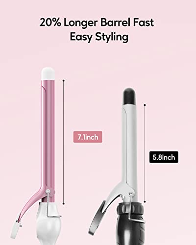3/4 Inch Curling Iron for Tighter Curls, Long Barrel Ceramic Curling Iron with Clamp, Digital Temp Control & LED Readout Curling Wand 0.75', Fast Heat Up Hair Curling Iron 60 Min Auto Shut Off