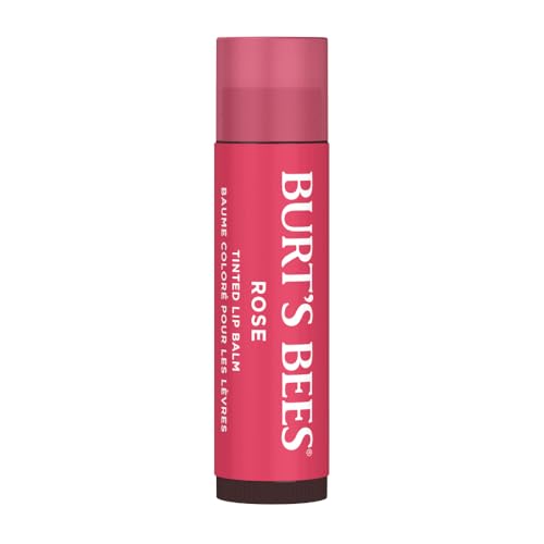Burt's Bees Lip Tint Balm Valentines Day Gifts with Long Lasting 2 in 1 Duo Tinted Balm Formula, Color Infused with Hydrating Shea Butter for a Natural Looking Buildable Finish, Petal Rose (2-Pack)