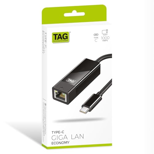 Image of TAG USB Type C to Giga LAN Economy | RJ45 Gigabit Ethernet Wired Network Adapter | 1000 Mbps | Compact and Lightweight | Plug and Play | ABS Plastic | Supports PC, MacBook Pro Air, Laptops, Tablets