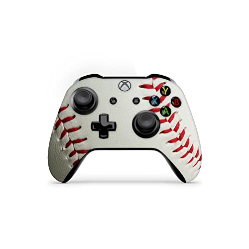 ZOOMHITSKINS Controller Skin Compatible with Xbox One S and Xbox One X, 3M Vinyl Sticker Technology, Baseball White Red Sports, Durable, 1 Skin, Made in The USA