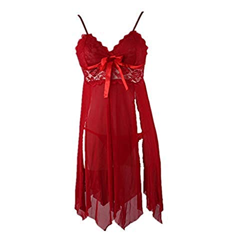 Lingerie for Women Push up Womens Open Back Halter Plunging Teddy,Comfortable Scalloped Trim Lace Lingerie Red