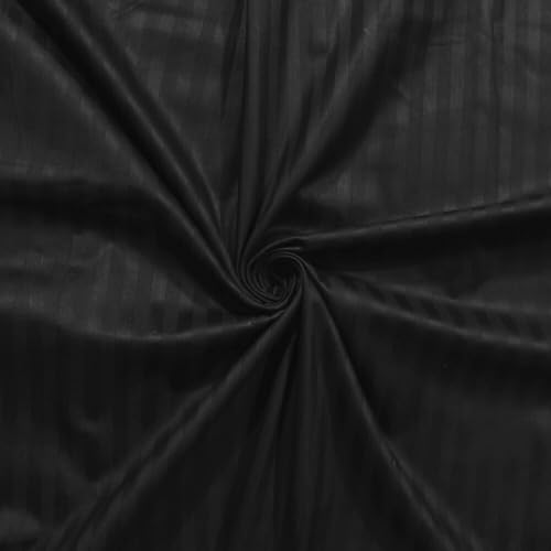 Image of Cotton Satin Stripes Plain Single Bedsheet with One Pillow Cover (60 X 90) Inch (Pack of 1, Black)