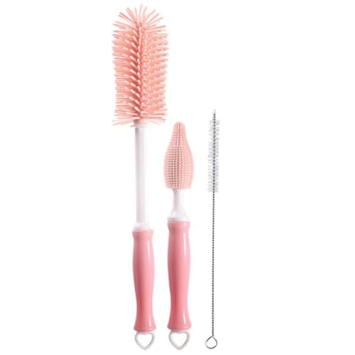 UPKOCH 1 Juego Cepillo de Botella Limpiador biberones Cepillo para Chupete de práctico Cepillo de Limpiador de cepillos portátiles Cepillo Limpio multifunción Gel de sílice Rosa