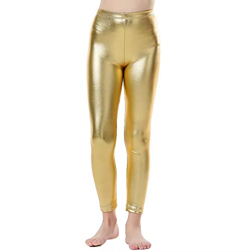 Girls Shiny Metallic Leggings Kids Sparkly Pants(Size 2-14)3