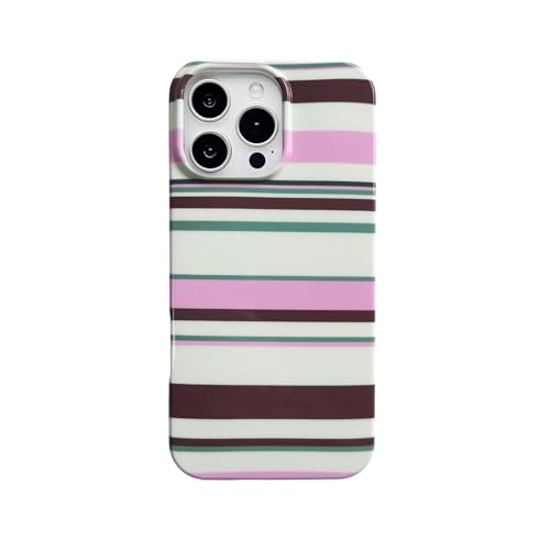 Coque iPhone 16 Pro Max y2k esthétique rétro à rayures pastel