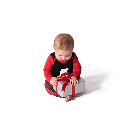 JumpOff Jo - Matching Family, Mens, Womens, Kids, Infant Pajamas Set, Bear, 18-24 Month Red and Black