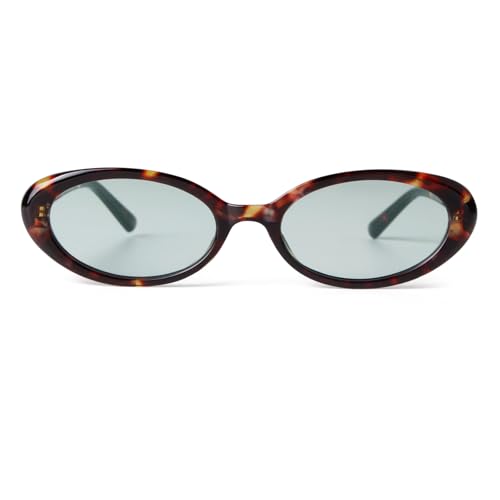 Laurinny Gafas de sol retro 90 para hombre y mujer, pequeñas, estrechas, retro, ovaladas, gafas de sol, Leopardo Verde