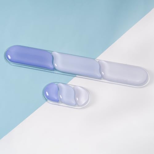 Image of EPOMAKER CloudGel Wrist Rest for Keyboard and Mouse, 2 Pieces | Silicone Wrist Support, Anti-Slip Rubber Bottom, Ergonomic Design, Suitable for Office /Computer /Laptop /Gaming (Blue)