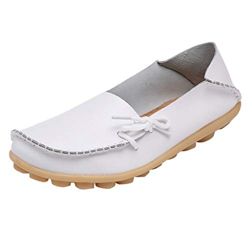 Preisvergleich Produktbild Luckhome Halbschuhe Halbschuh Schuhe Schlupfschuhe Vibration Frühjahr Mutter lässig weiche Schuhe Krankenschwester Krawatte Flache Schuhe Frauen Casual Driving SchuheWeißEU:39