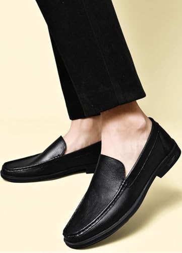 Mens Genuine Leather Loafers Slip-on Outdoor Round Toe Casual Breathable Comfort Penny Shoes Soft Sole Flat Dress Driving Shoes for Men4