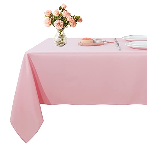 Fitable Rectangle Tablecloth Stain and Wrinkle Resistant Washable Polyester Table Cloth for Buffet Parties and Camping (54x108 inch, Pink)