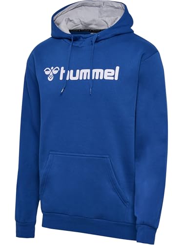 Hummel Mover Cotton Hoodie mit Logo - Unisex Kapuzenpullover mit Vordertasche und Shorts mit Kordelzug, Angenehme Baumwolle Qualität, Casual Training & Sportbekleidung, Schwarz (1er Pack)
