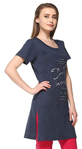 Image of In Love Women's Printed Cotton Plus Size Longline T-Shirt Half Sleeve with Pockets Pack of 2