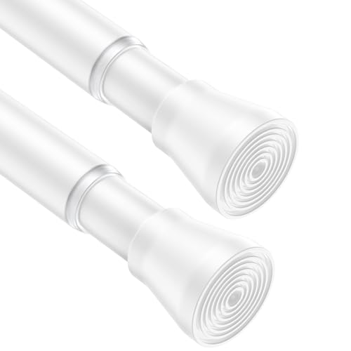 Image of AIZESI 2pcs Spring Tension Curtain Rod 28 to 48 Inch,White Tension Rod Adjustable Curtain Rod Non Slip Curtain Tension Rod No Drill Spring Curtain Rod for Window?Bathroom?Doorway
