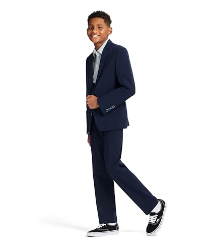 Image of Calvin Klein Boys Flat-Front Bi-Stretch Dress Pant, Straight Leg Fit, Belt Loops & Front Pockets