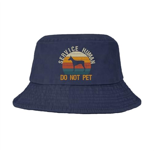 Service Human do not pet Bucket Hats Flodable Women caps for Fishing Navy
