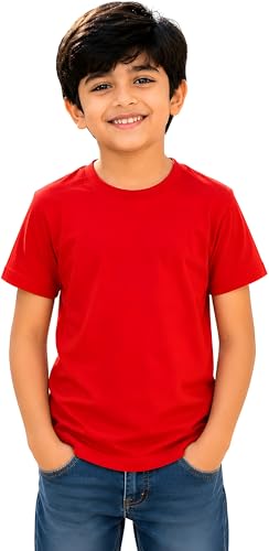Image of Amazon Brand - Anarva Kids Plain T Shirt for Boys | 100% Cotton Soft Feel Round Neck Half Sleeve Solid Tee | Casual 0-14 Years