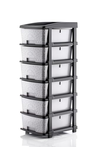 6XL Plastic Modular Drawer System for Home, Office, Hospital, Parlor, School, Doctors, Home and Kids, Product Dimension When asembeled (Grey Stone, 6XL)