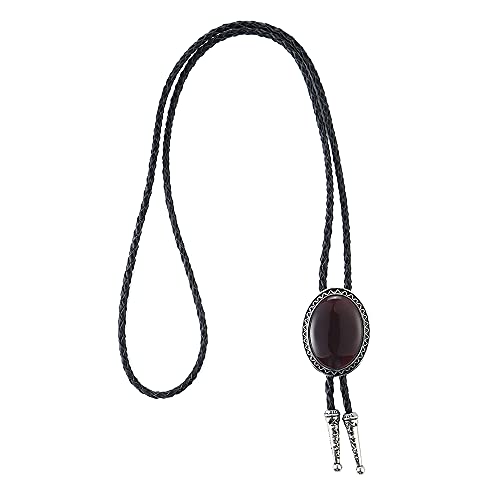 Image of Bolo Tie for Men Women Cowboy Turquoise Celtic Natural Tiger Eye Stone Longhorn Bull Western Leather Bolo Necktie
