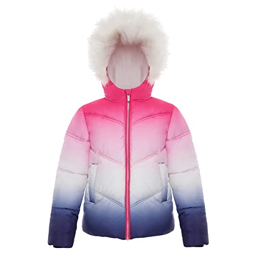 Image of Rokka&Rolla Girls' Heavyweight Quilted Winter Puffer Jacket with Faux Fur | Fleece Lining And Soft Faux-Fur Hood Make A Water-Resistant Windproof Heavyweight Puffer Jacket For Kids In Winter